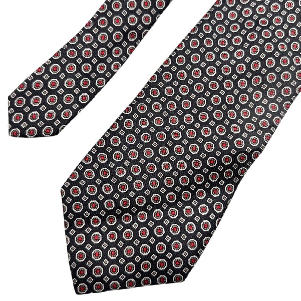 Don Loper Necktie Silk Geometric Medallion Print Vintage Beverly Hills